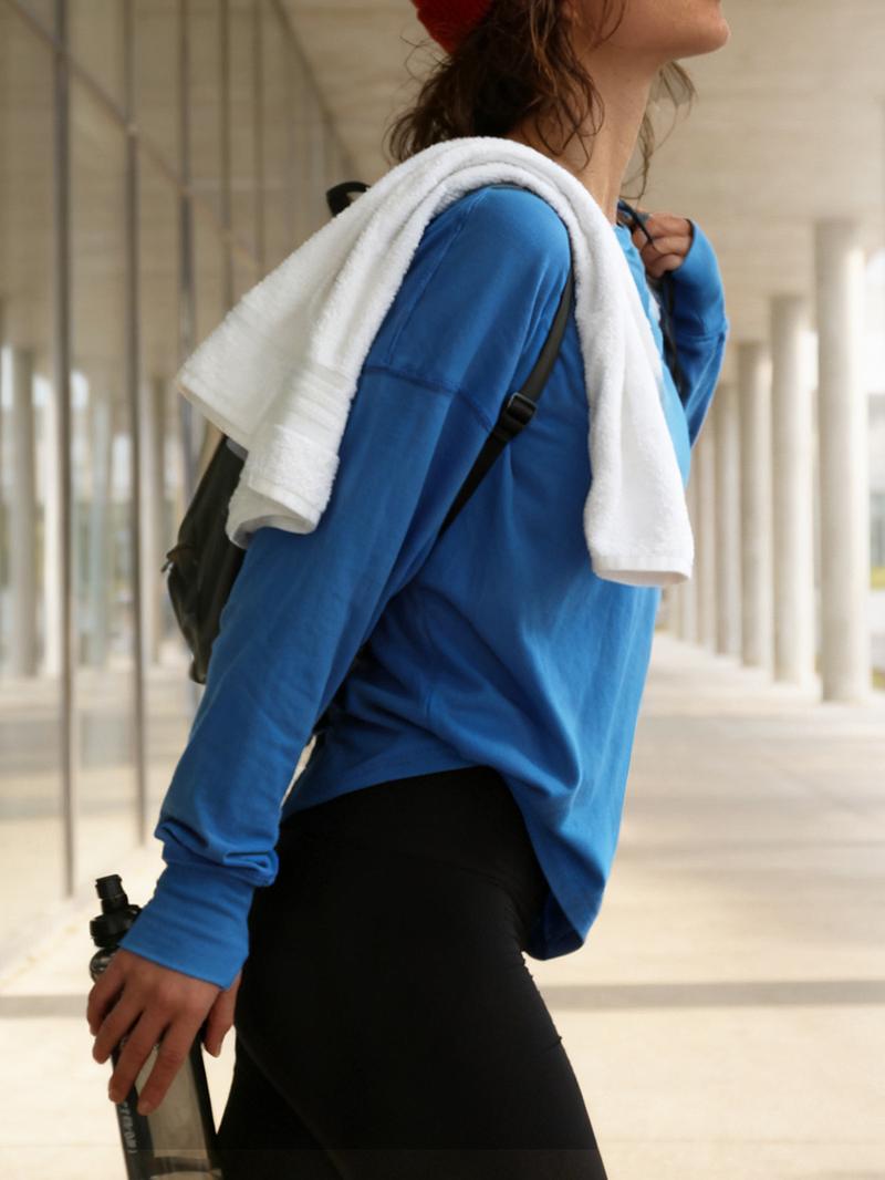 Popvil Cotton Open Back Workout Loose Fit Shirt, Neon Stitching, Soft & Light-weight Activewear, Gym Shirt, Thumb Hole Sports Shirt, Moisture-Wicking Running Shirt