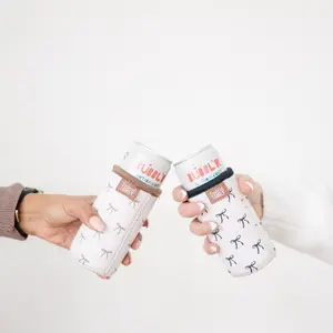 Slim Can Drink Sleeves- Reusable Neoprene Coolers with Aesthetic Patterns, 12oz Skinny Can Holder for Seltzer Energy Drinks