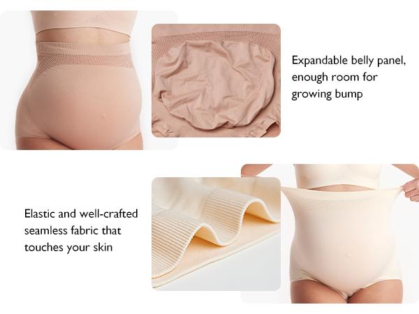 Momcozy Women's Maternity High Waist Underwear Pregnancy Seamless Soft Belly Support Panties Over Bump 3 Pack