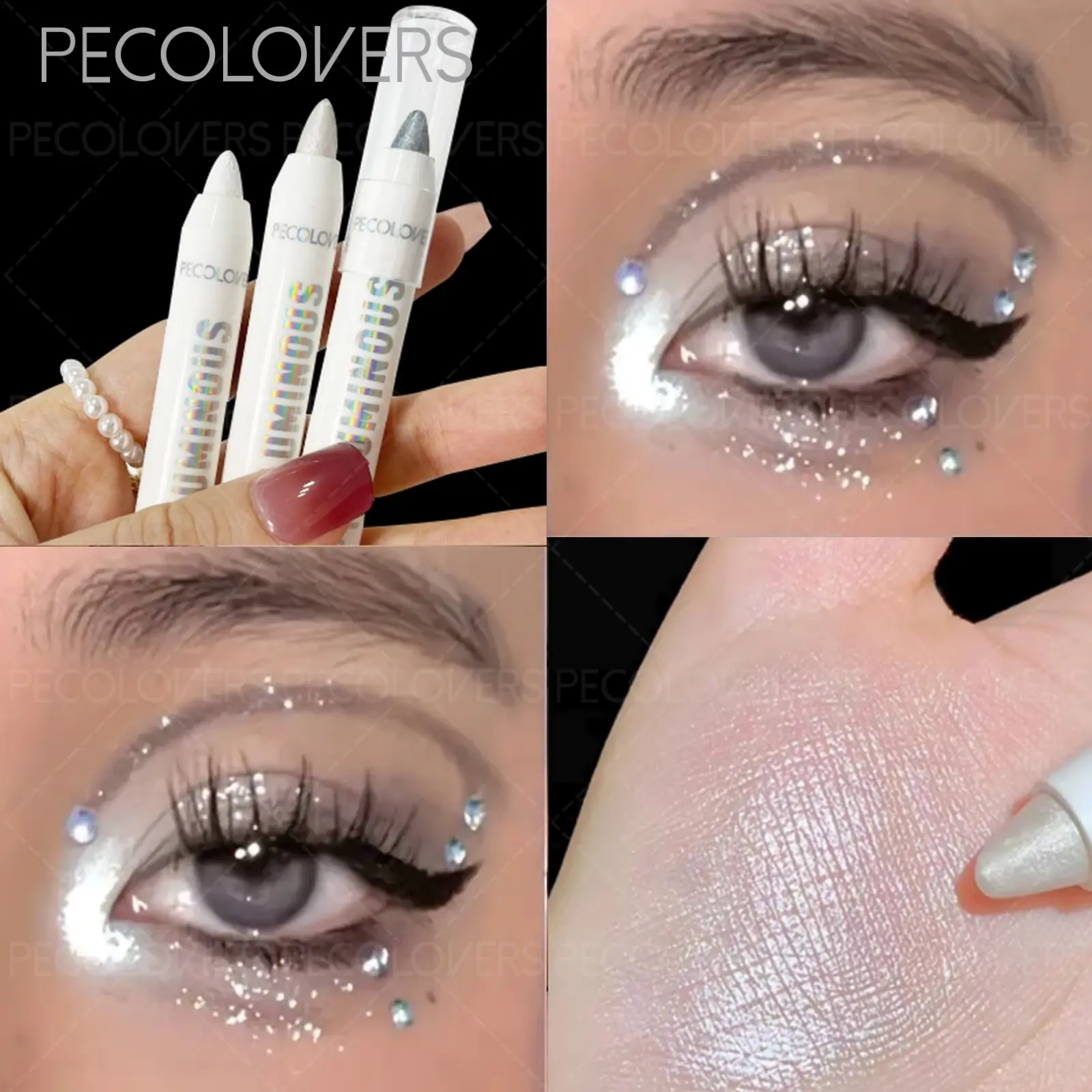 1pc Highlighter Stick Cool Shimmer Shiny Pen 9 Colors Multichrome Eyeshadow Stick Eyes Makeup Glitter Eyeshadow Pen Face High Light Stick High Gloss Pen Glitter Beauty