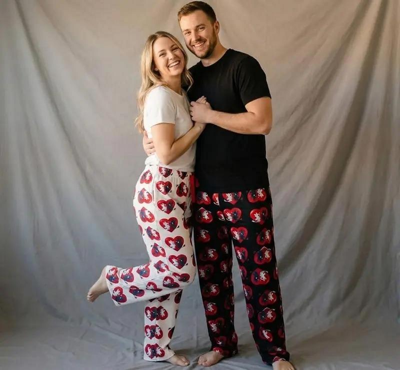 Toothless Light Fury Valentine Pajama Pants - Red Heart Dragon Couple Print,Soft Milk Silk - Cozy Matching Lounge Bottoms for Couple 2025, Homewear Pajama