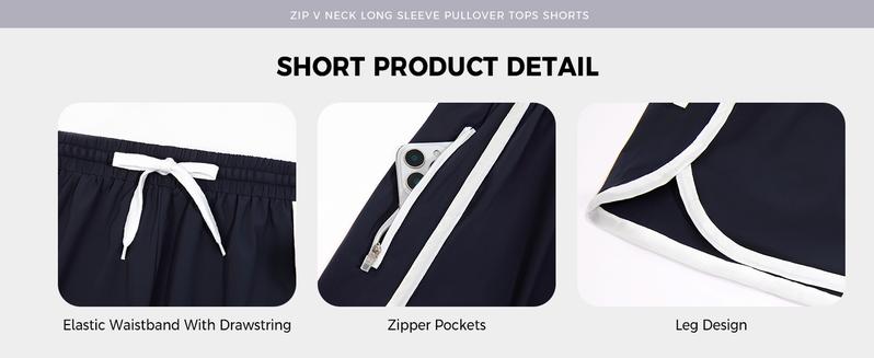 Fisoew Womens 2 Piece Outfits Sets Half Zip V Neck Long Sleeve Pullover Tops Shorts Casual Tennis Running Tracksuits #Springtok #TikTokShopHolidayHaul #TikTokShopJumpstartSale