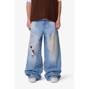 mnml Baggy Distressed Rave Denim - Washed Blue