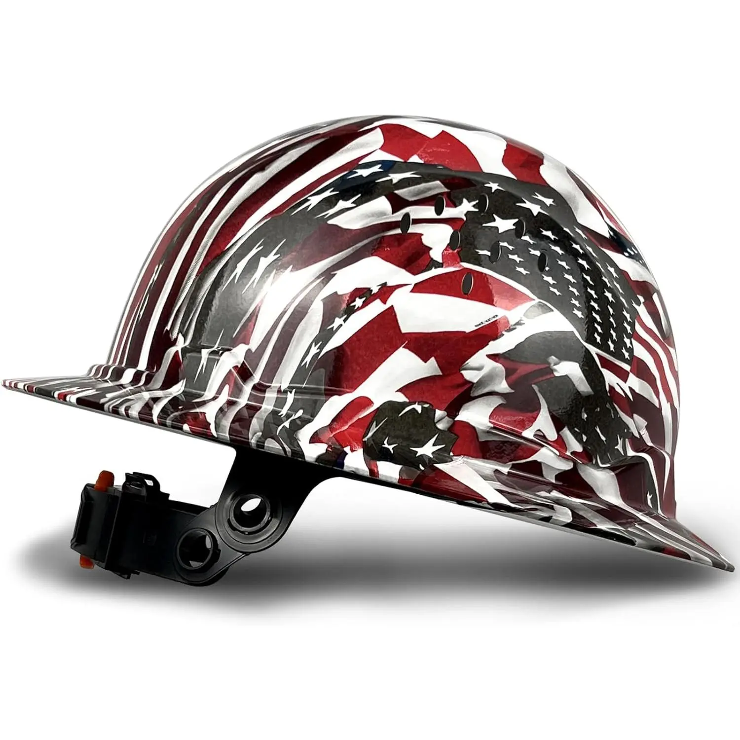 Vented Full Brim Hard Hat with Carbon-Fiber Look, HDPE Shell, 6-Point Suspension, Adjustable Y-Type Chin Strap for Adults, Safety Equipment, Shock Absorption, 1.4-1.7 Lb, 53-63 Cm Construction Gear