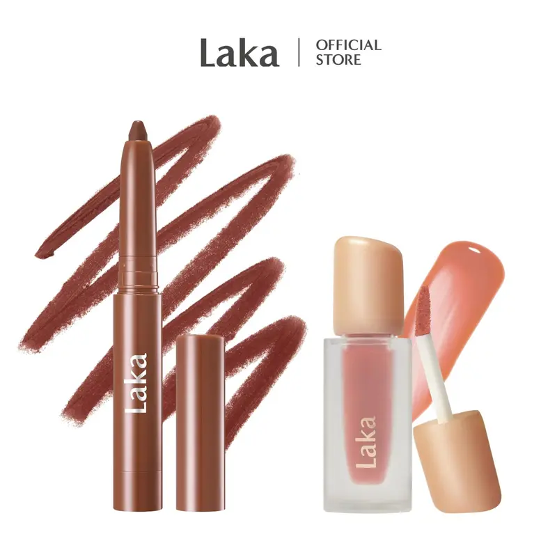 [Laka] Easy Glide Lip Liner & Fruity Glam Tint Duo – Defined Shape, Juicy Gloss in One Duo