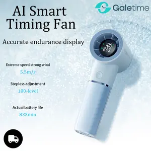 Galetime GT05 Handheld Fan with Time Display & 5000mAh/3500mAh Battery - USB-C Rechargeable Portable Mini Fan, Dual Power Options, Long-Lasting Cooling for Travel, Office, Outdoor Use