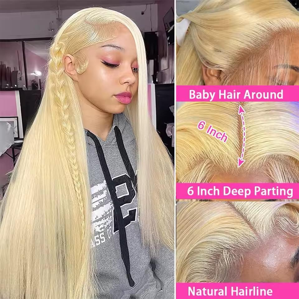 613 Blonde Lace Frontal Wig 13x6 HD Transparent Human Hair Wig For Women Can Be Dyed Pre Plucked With Natural Hairline Colored Wig