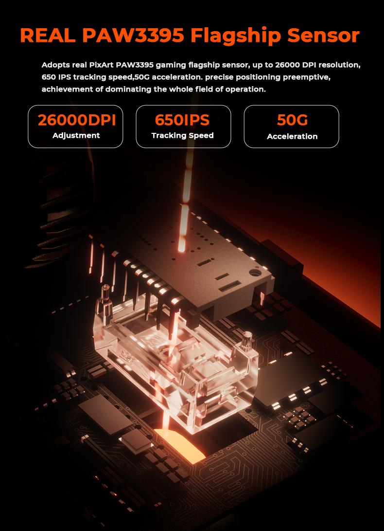 Dareu A950GM Tri-mode Gaming Mouse| PAW3395 Sensor | 60g Ultralight | PBT Keycaps | 100M Clicks | Fast Charging | Professional Esports Grade