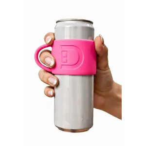 Dring Slim: Pink Pop: Silicone Can Grip for Slim 12oz Cans: Drinkware