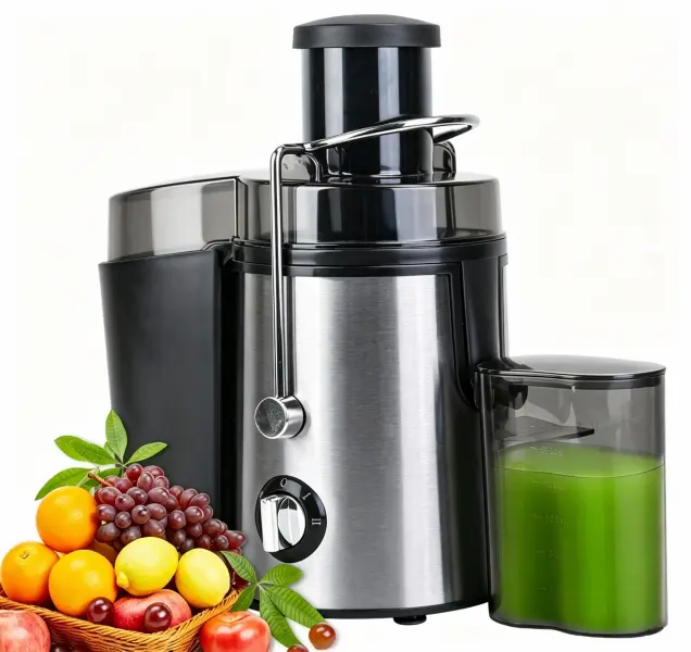 Stainless Steel Centrifugal Juicer Machine, Electric Fruit Vegetable Extractor Kit with 2.6 in Wide Feed Chute, Dual Speeds, Easy Disassembly & Cleaning for Home Users