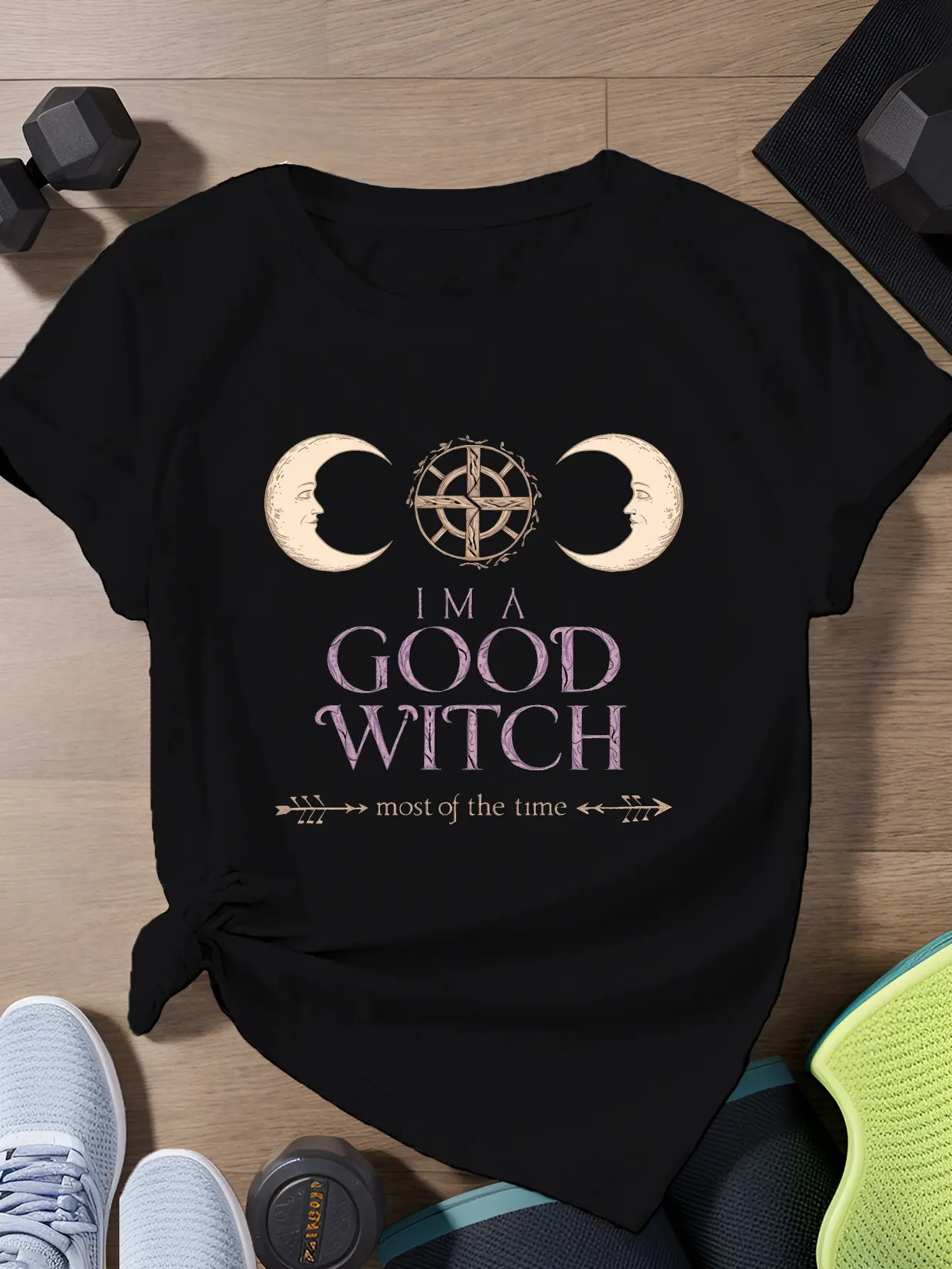witch Mystical celestial illustration Women's Plus Size Sports Short Sleeve T-Shirt