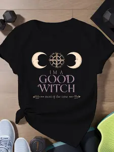 witch Mystical celestial illustration Women's Plus Size Sports Short Sleeve T-Shirt