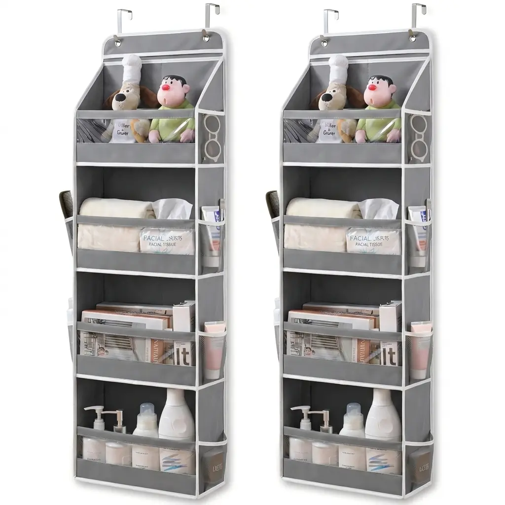 OKMARTS Over The Door Organizer Storage Hanging Organizer With 10 Large Pockets, Anti-Tilt Design, 50 Lb Capacity For Bedroom, Bathroom, Dormitory Storage, Essential For The Family Multilayer Container Hangable Hanger, Storage Organization