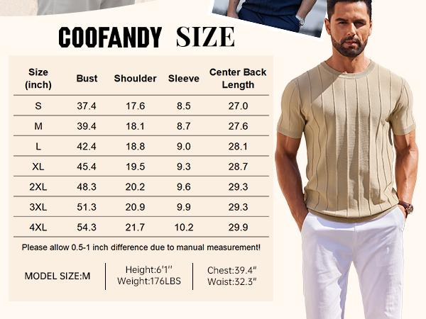 COOFANDY Men's T- Shirts Short Sleeve Knit Sweater Shirt Casual Crewneck Ribbed Pullover Tees COOFANDY Men's T- Shirts Short Sleeve Knit Sweater Shirt Casual Crewneck Ribbed Pullover Tees