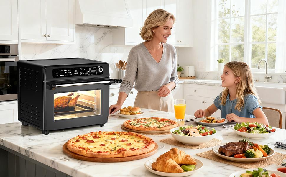 COWSAR Air Fryer Toaster Oven, 25QT Air Fryer Toaster Oven Combo, 12-in-1 Digital Countertop Natural Convection Roast Bake Dehydrate and Reheat 1750W Stainless Steel, Black COWSAR Air Fryer Toaster Oven, 25QT Air Fryer Toaster Oven Combo, 12-in-1 Digital Countertop Natural Convection Roast Bake Dehydrate and Reheat 1750W Stainless Steel, Black