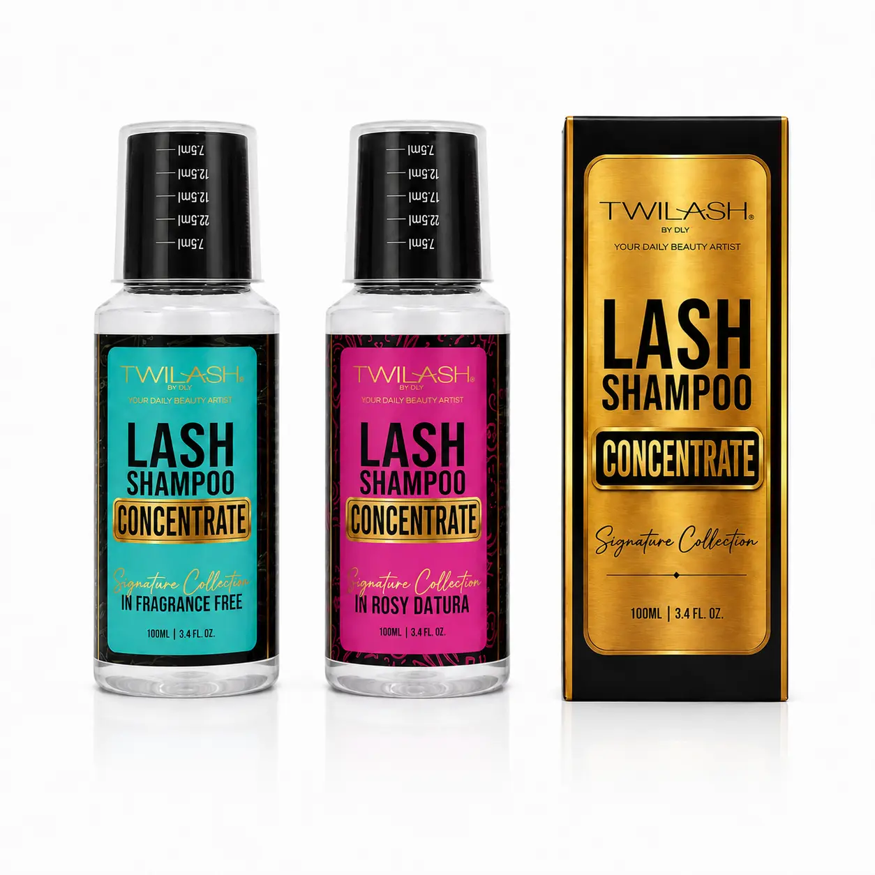 TWILASH by DLY Lash Shampoo Concentrate Signature Collection 100mL, Lash Extension Cleanser, Dilutable Foam Wash for Daily Lash Care