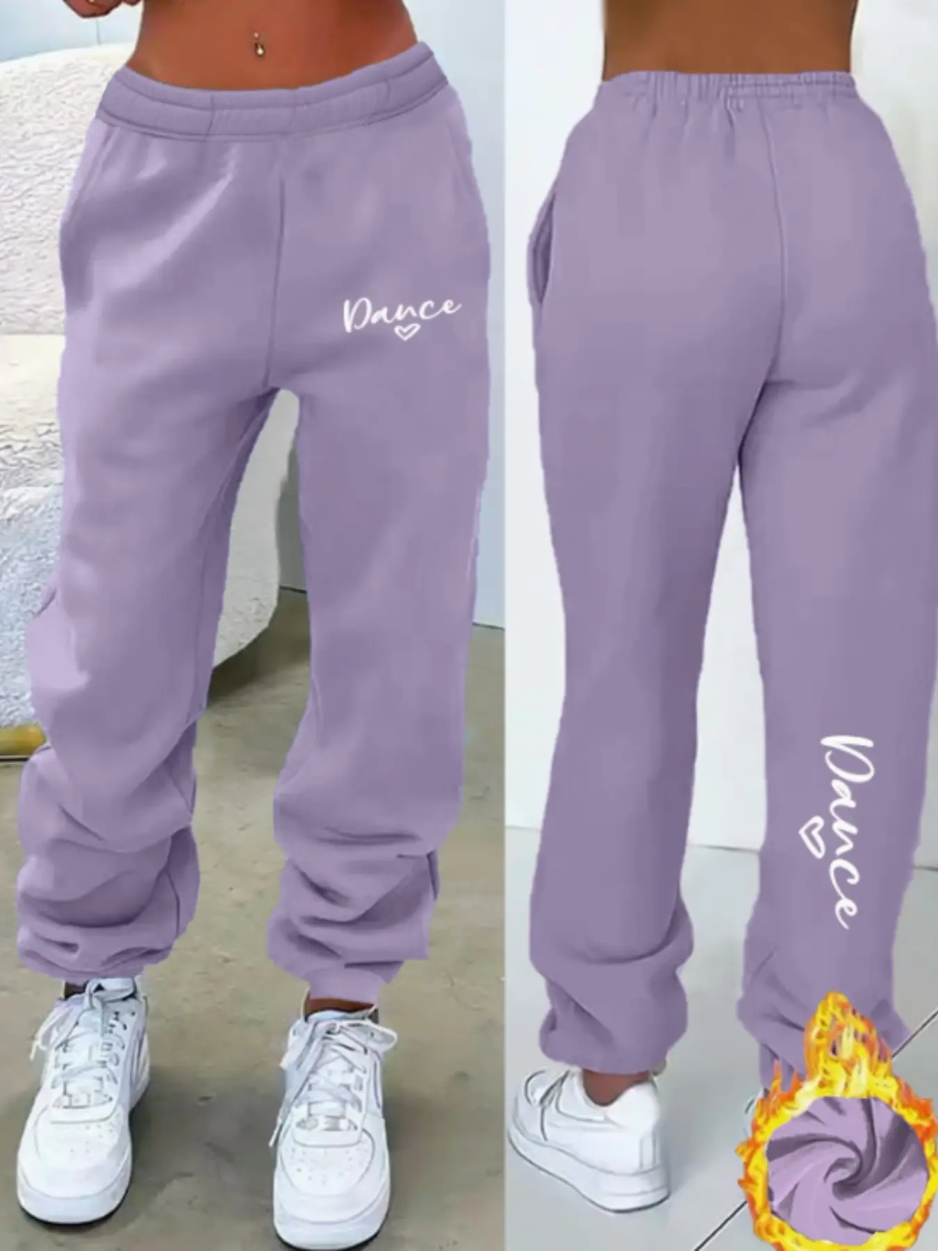 Women's Y2K Fashion Reversible Print Fleece Lined Loose Casual Comfy Baggy Sweatpants, Comfortable Casual Fall Winter Clothing for Ladies