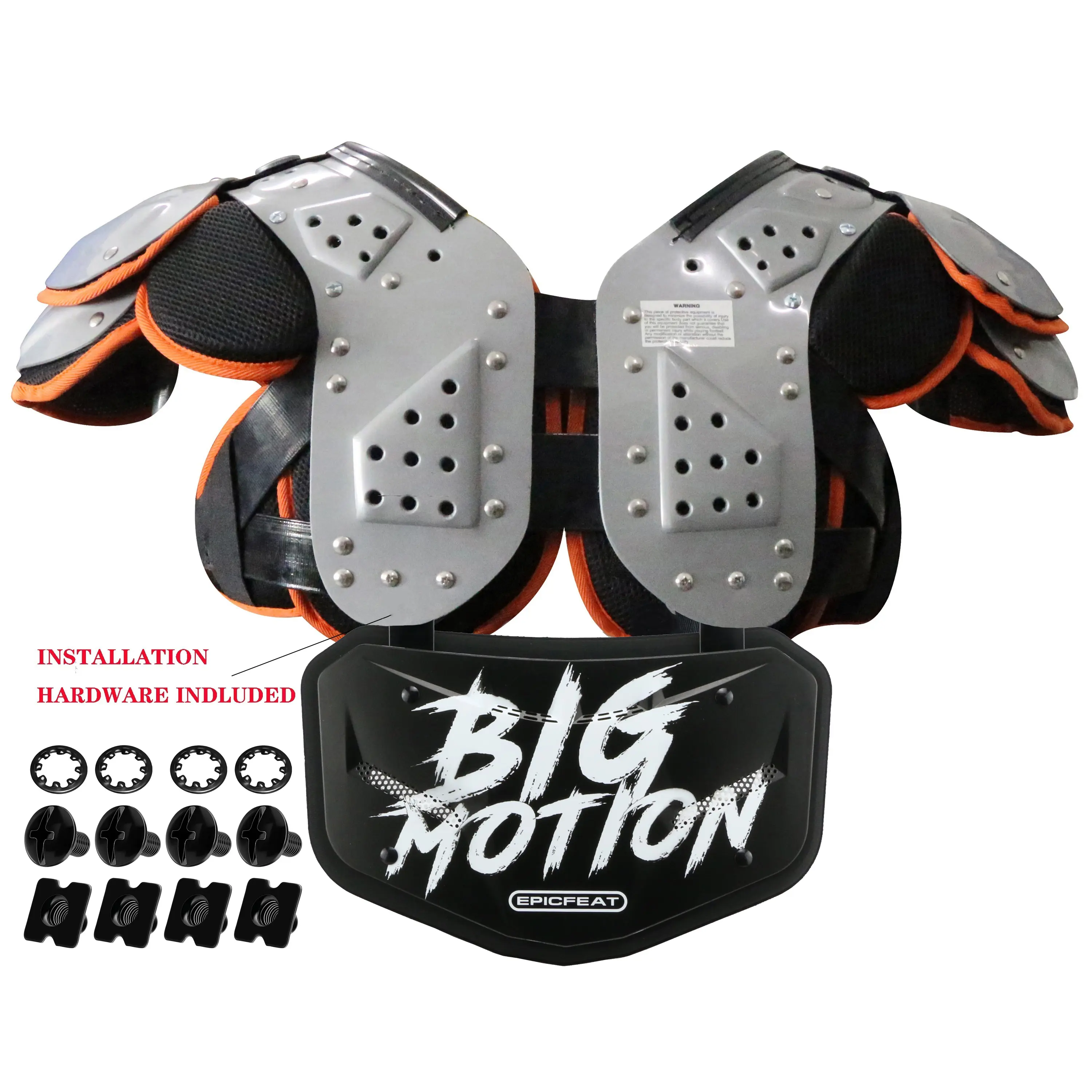 EPICFEAT Contoured Foam Padding Football Back Plate Vest - High-Impact Athletic Equipment for Adult & Youth American Football Players