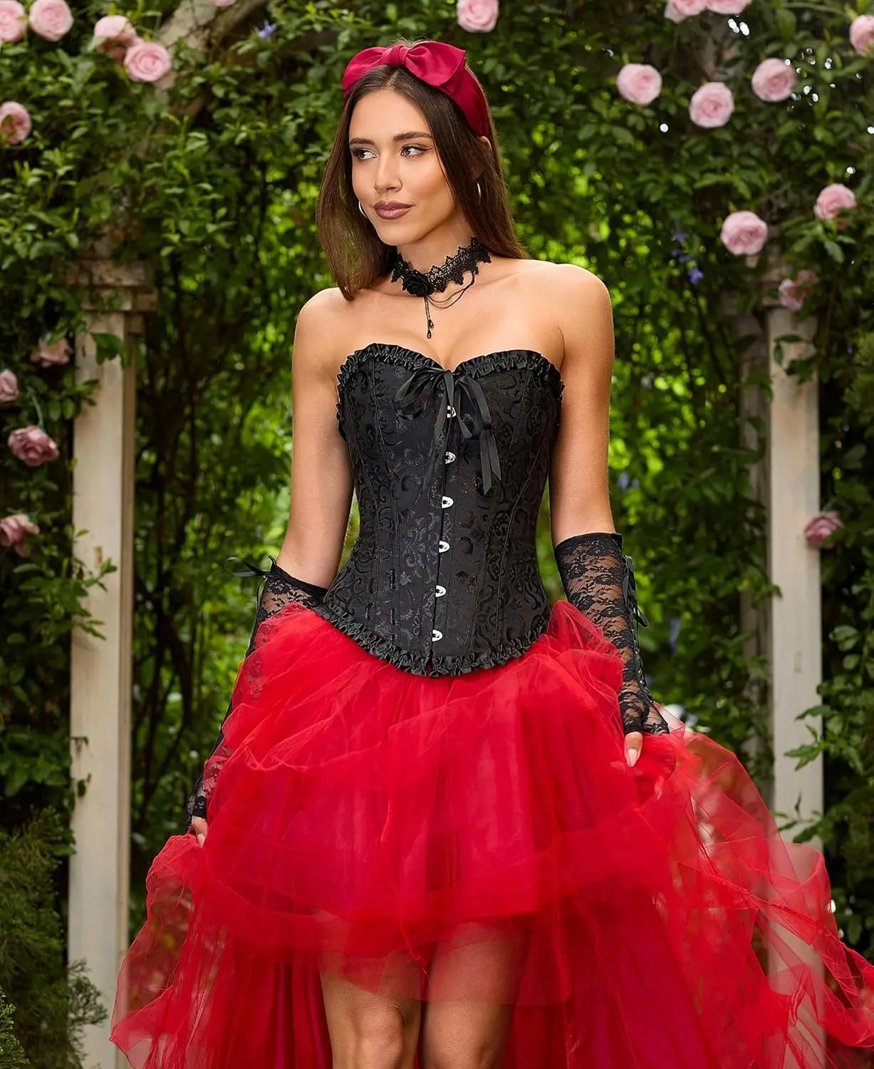 Corset Tops for Women, Bustier Shapewear Lingerie, Lace Waist Push Up Bodysuit