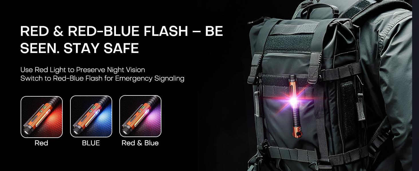 EDC Flashlight Rechargeable,800 Lumen Small Flashlight with Magnetic Clip & Base, 11 Modes LED Flashlight,Glass Breaker&Bottle Opener, USB-C Flashlight for Working,Home and Emergency