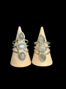 Grey Moonstone Sterling Silver Rings