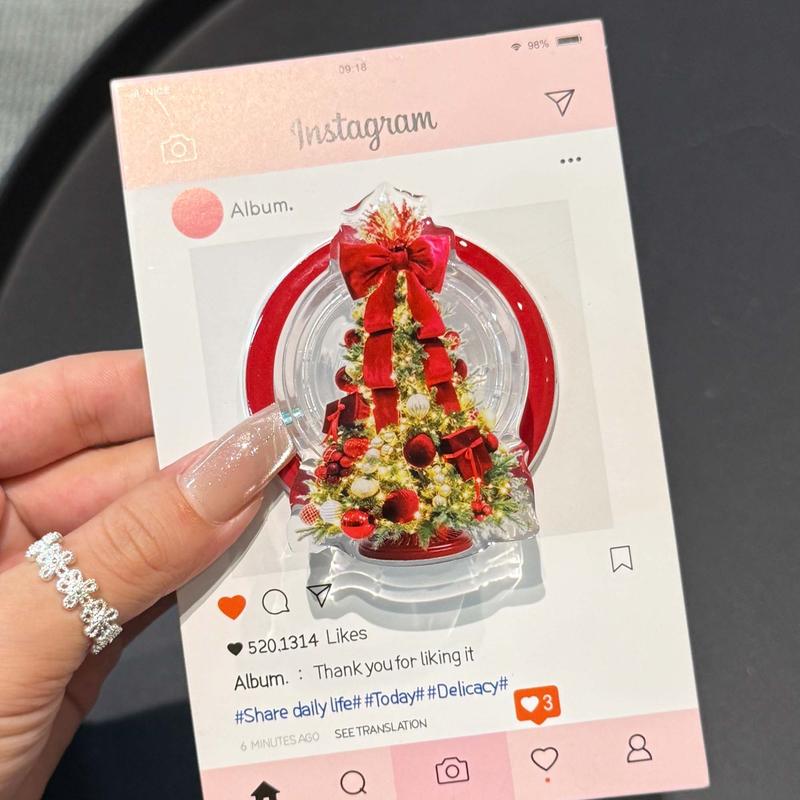 Christmas Cute Phone Grip for MagSafe with Kickstand Magnetic Stand Secure Hold for MagSafe Cases Easy Install Hands-Free Wireless Charging Accessory Christmas Theme Smartphone Mount Installation Cellphone