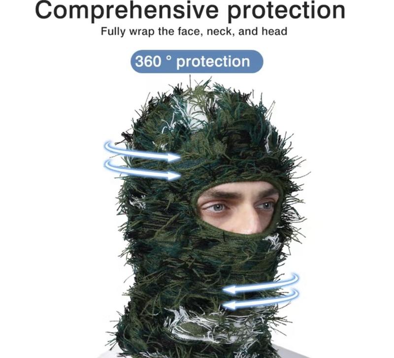 Balaclava Distressed Black Ski Mask for Men Women, Yeat Shiesty Mask Winter Warmer Fuzzy Face Mask Beanie