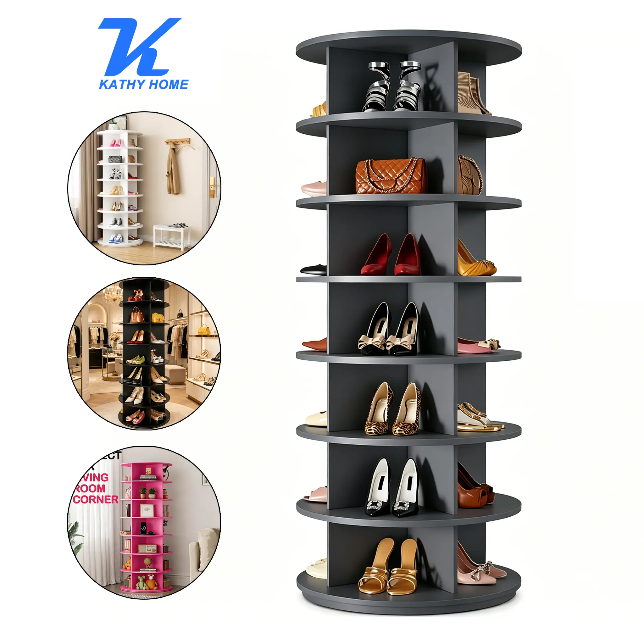 [DealsForYouDays]KATHY HOT360° Rotating 7-Tiers Organizer Shoe Rack, Fits 24-28 Pairs of Shoes, Spinning and Revolving Round Shoe Rack, for Entryway Living Room Hallway #Summervibes