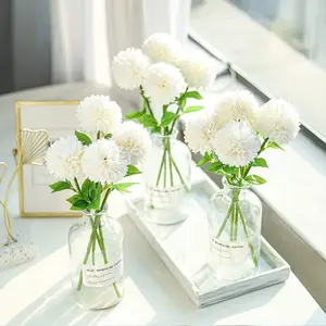 12 pcs Artificial Chrysanthemum Ball Hydrangea for Kitchen Home Decor Silk Hydrangea Heads Artificial Chrysanthemum Ball Flowers for Home Garden Party Office Coffee