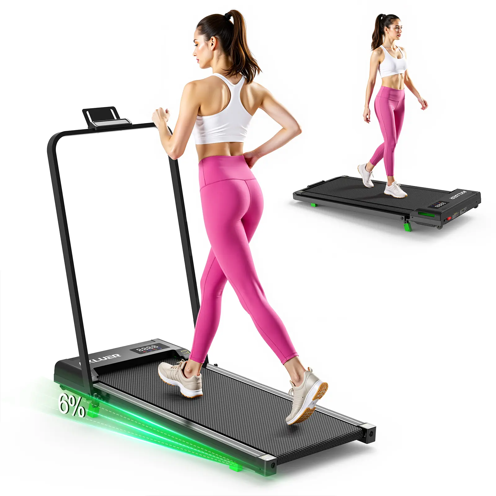 SummerVibes Akluer Walking Pad,Foldable Handle Bar, large-area rubber running belt,Top speed reaches 4MPH ,Remote Control for Remote Adjustment