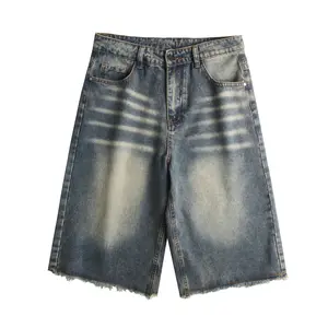 JUNBAOSS Men's Baggy Jean Shorts Y2K Casual Vintage Wide Leg Skater Denim Shorts Fashion Comfy Loose Fit Long Streetwear Hip Hop Summer Jorts Denim Shorts Below Knee Personalized Cotton Distressed