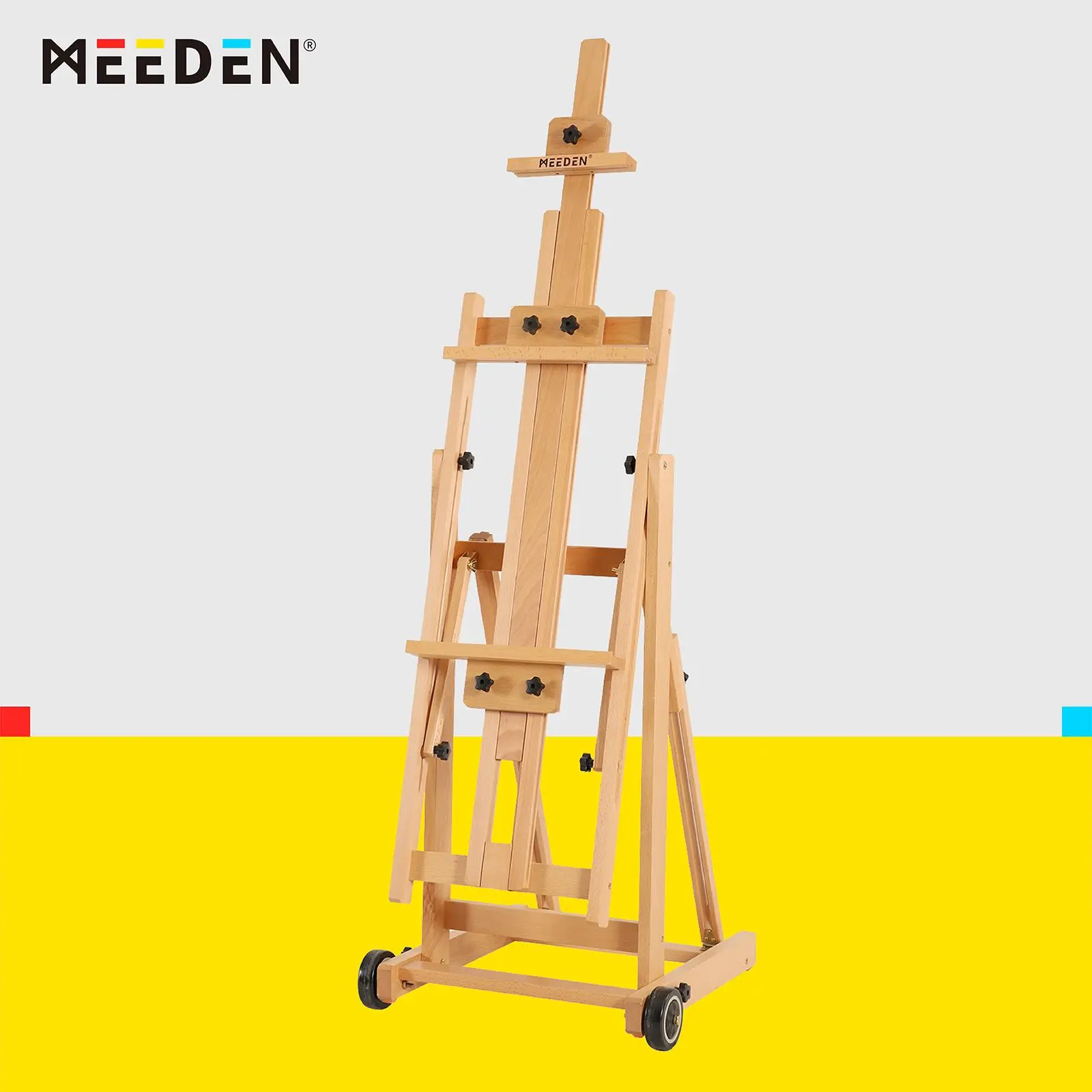 MEEDEN Art Versatile Studio H-Frame Easel - All Media Adjustable Beech Wood Studio Easel, Painting Floor Easel Stand, Movable and Tilting Flat Available, Holds Canvas Art up to 77",back to school haul,college school supplies,back to school shopping