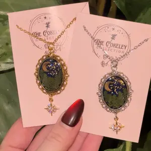 Forest night necklace (pressed ferns)