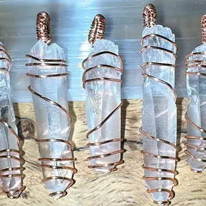 Lemurian Quartz copper wrapped pendant