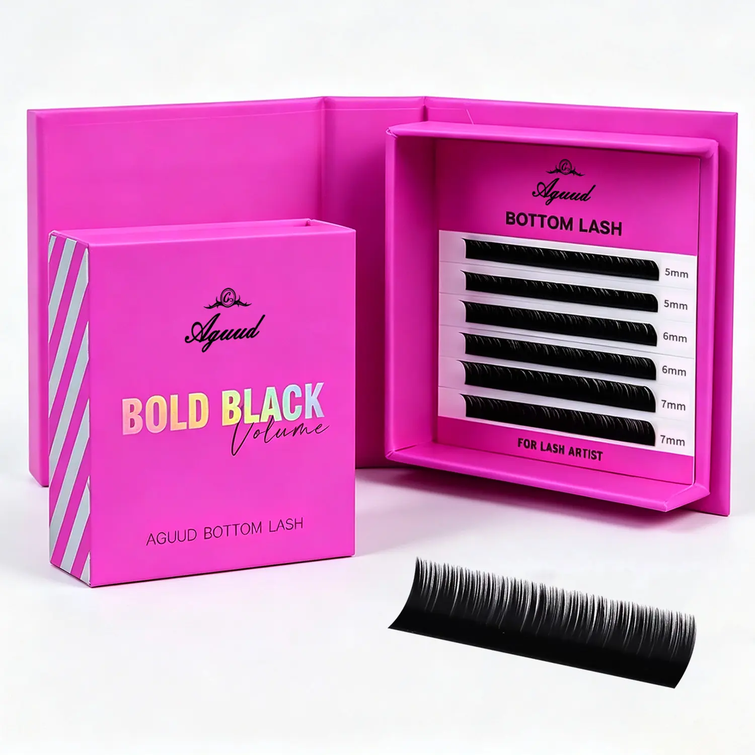Classic Individual Bottom Lash Extensions, B Curl 5-7mm Mixed Lengths, 0.03/0.05mm Thickness, Soft Natural Look for Beauty Salons