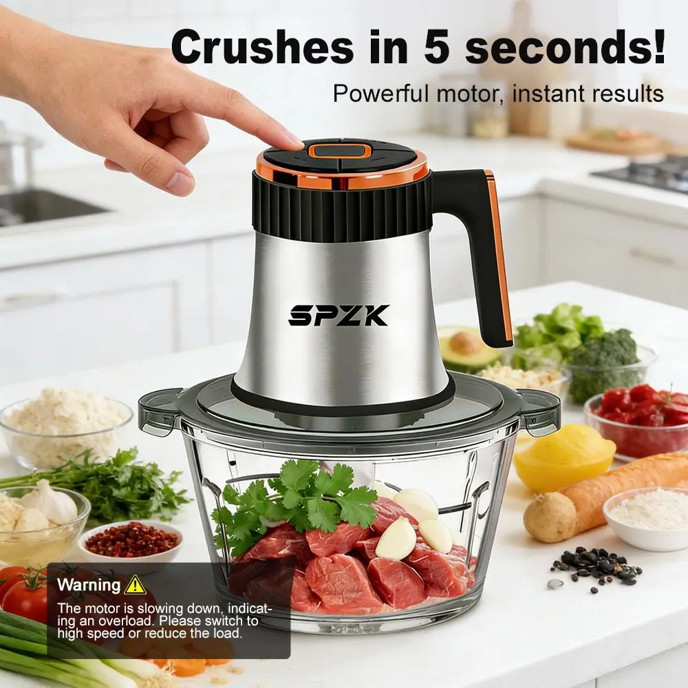 SPZK Meat grinder electric machine, Food Processors, Meat mincer，Meat Grinder 4 Bi-Level Blades, mixer grinder electric, food grinder electric, garlic chopper electric, Mini Electric Food Chopper, for Baby Food, Meat, Onion, Vegetables