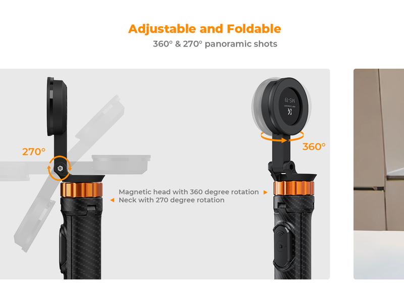 K&F CONCEPT 63.8" (1.62m) Selfie Stick Tripod – MagSafe Magnetic Mount + Built-in Bluetooth Remote| For iPhone 12-16 Pro Max/15/14/13, Works with Selfie Accessories| Ideal for Travel/Live Streaming/Vlogging/Family Gatherings/Daily Use