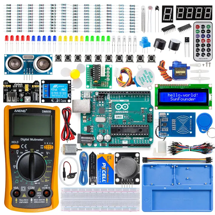 SunFounder Inventor Lab Starter Kit with Original Arduino Uno R3 REV3 Multimeter 34 Projects 40+Video Courses RAB Breadboard Holder, RoHS Compliant, for Beginners & Engineers