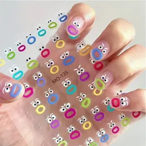 1pc Colorful Monster Mouth 3D Nail Stickers - Reusable, Easy Apply & Remove, Vibrant Nail Art Decals for Halloween, Parties & Everyday Nail Accessories, Halloween Nail Charms, Party Accessories