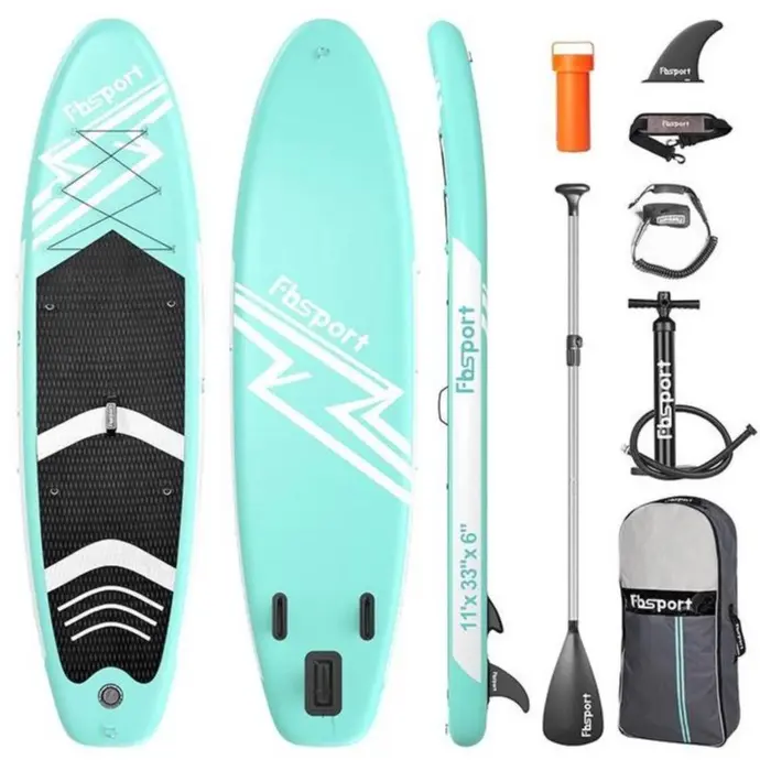 FBSPORT 11' Premium Stand Up Paddle Board, Yoga Board with SUP Accessories & Carry Bag | Wide Stance, Surf Control, Non-Slip Deck, Leash, Paddle and Pump for Youth & Adult
