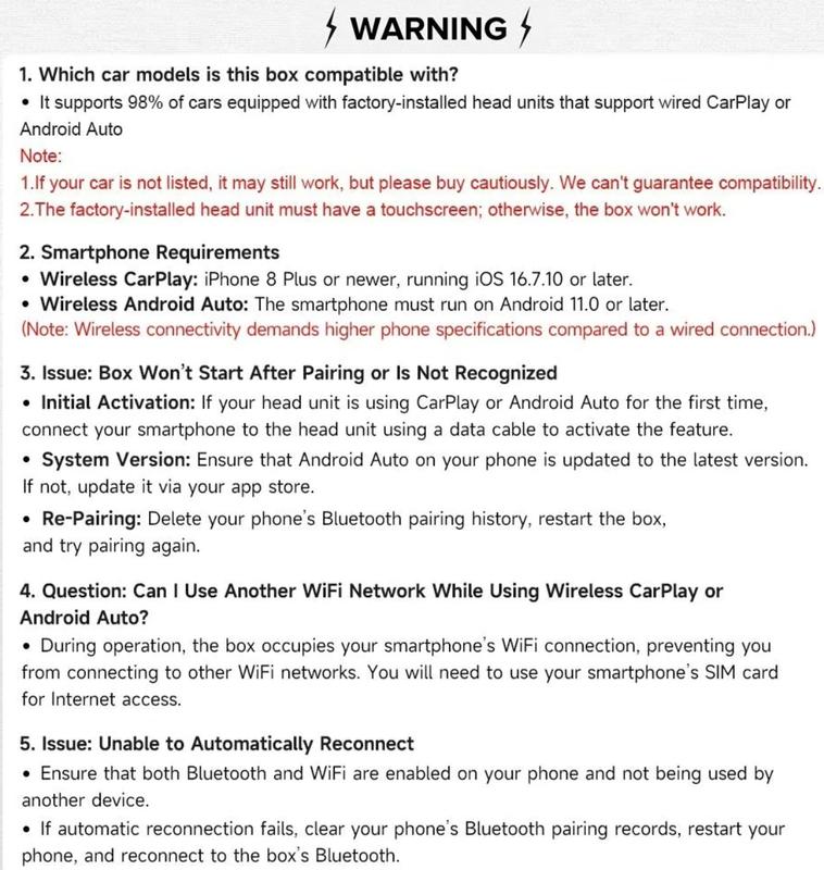 【YURNLV】New 2026 Wireless CarPlay Adapter, iPhone/Android Friendly, No Delay Connection & Hands-Free Calls