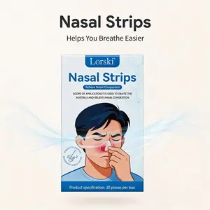Lorski Nasal Strips for Snoring Relief 30 Strips 1 Month Supply Drug Free Congestion Relief Hypoallergenic Breathable Adhesive Improves Airflow for Better Sleep Sports Nighttime Use Adult Size