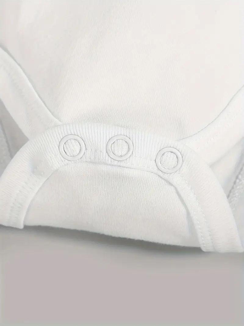 Protected by My Great Grandma in Heaven" Soft Cotton Youngsters Onesie - White with Black Letter Print, Round Neck, Short Sleeve, Youngsters Romper, Perfect for Outdoor