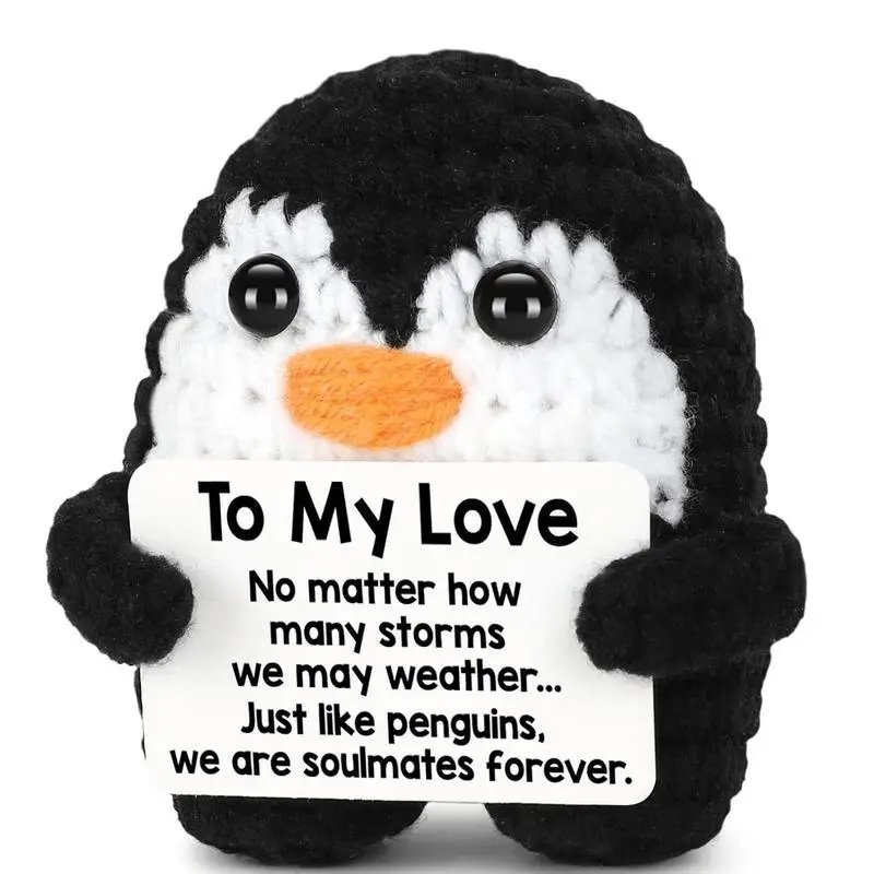 1pc Handmade Crochet Fabric Penguin Soft Texture Plush Toy - 1-Piece High-Quality Home Decoration, Gift-Ready Cute Valentine's Day Present for Wife, Festive Party Supply