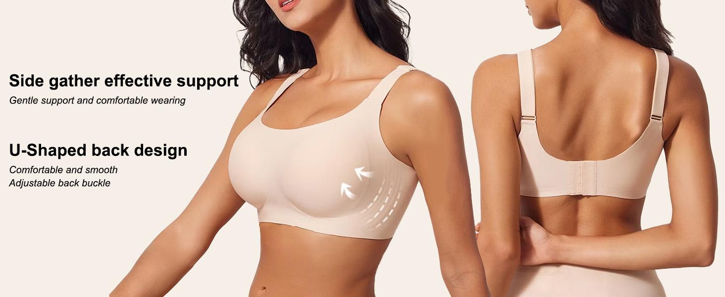 VRCOMFY Women’s Wireless Bras – Full Coverage, Comfortable Padded T-Shirt Bra, Everyday No Underwire Support
