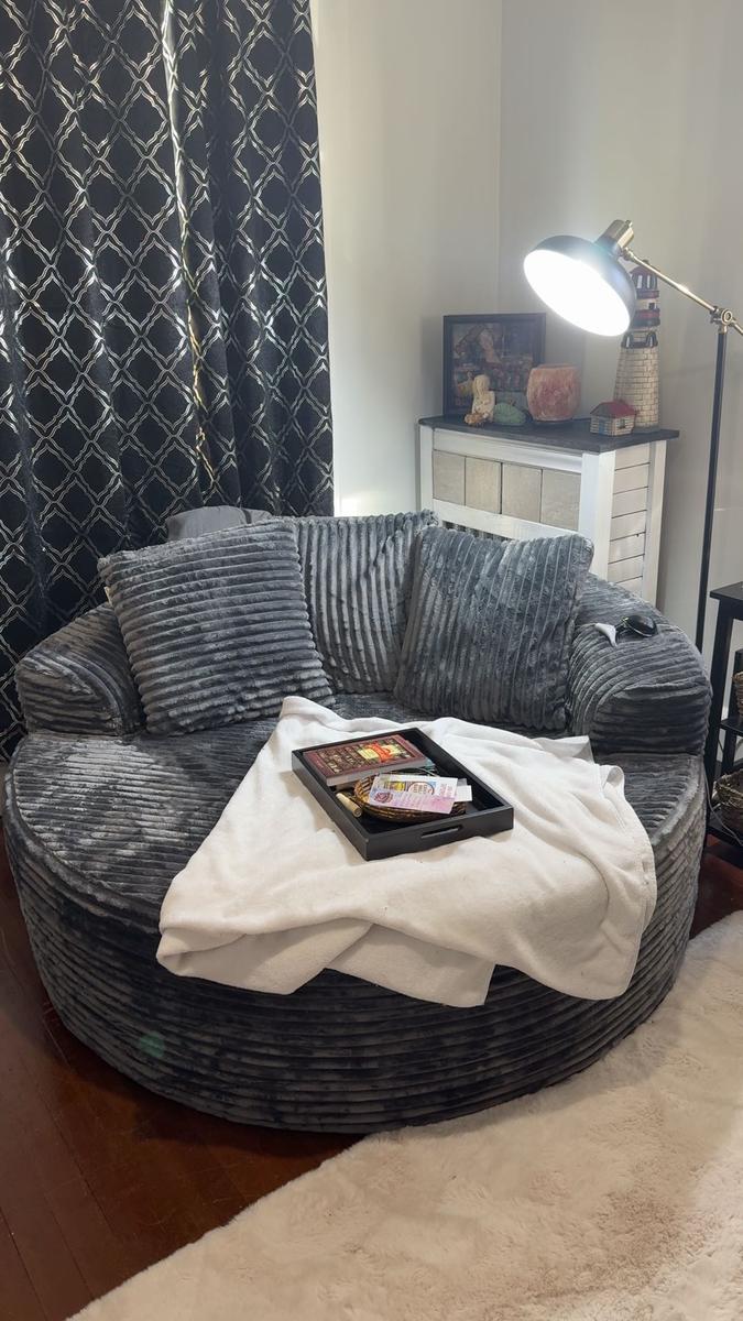 Item: Grey Plush Corduroy