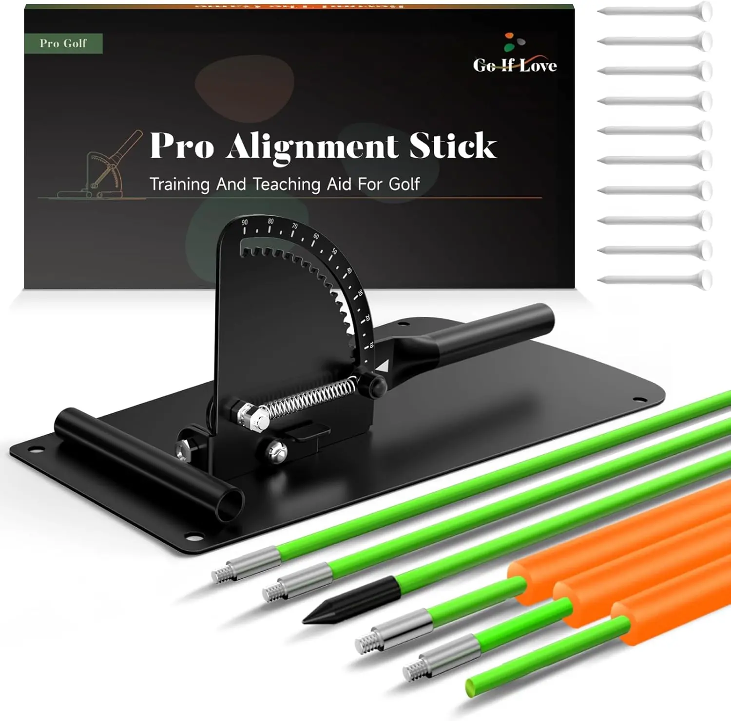 Golf Alignment Sticks Holder, Golf Training Aid with Alignment Sticks & Protective Foam, Swing Trainer Practice Teaching Aid Driving Range for Aiming, Putting, Swing, Alignment Stick Golf Training Equipment, Driving Ranges