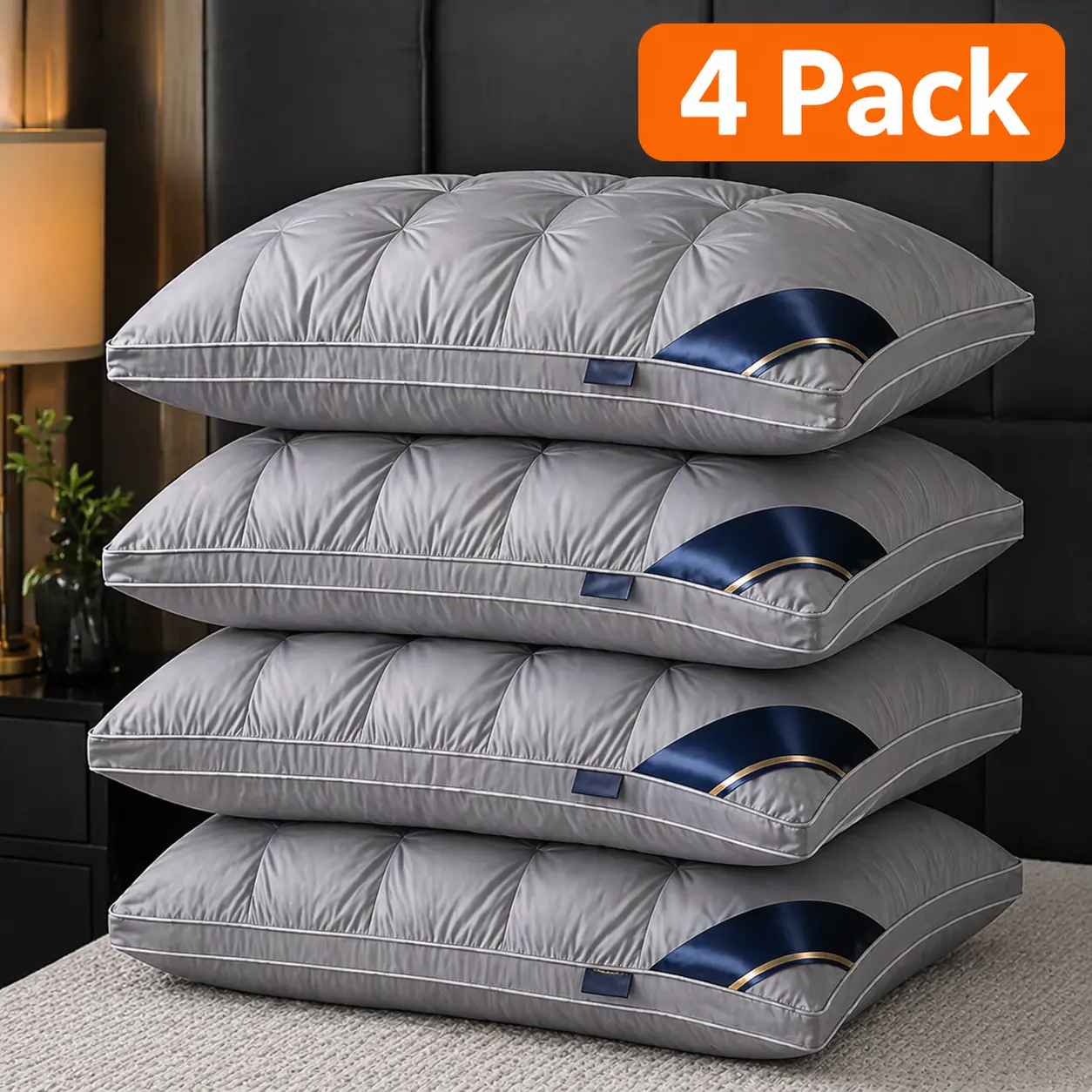 Sleep Like a 5-Star Hotel ️ 4 Pack Luxury Pillows – Ultra Soft, Supportive & Breathable, All-Season Comfort