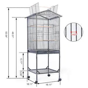 Baonan 49 Inch & 54 Inch Rooftop Luxury Villa Bird Cage with Perches for Parrots Quakers Cockatiels Indoor Outdoor Home Use