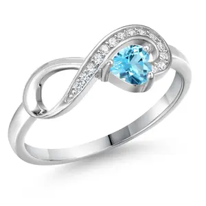 Heart Shape Gemstone Birthstone Infinity Ring For Women | 925 Sterling Silver | Wedding Engagement Anniversary Promise Ring | 4MM Heart | Available in Size 5,6,7,8,9